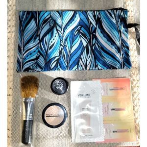 Blue Nylon Makeup Bag Makeup Bundle Brush New